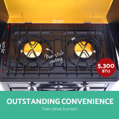 Devanti Portable Gas Oven LPG Black-Appliances &gt; Kitchen Appliances-PEROZ Accessories