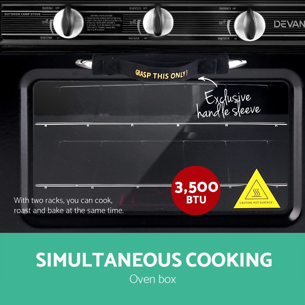 Devanti Portable Gas Oven LPG Black-Appliances &gt; Kitchen Appliances-PEROZ Accessories