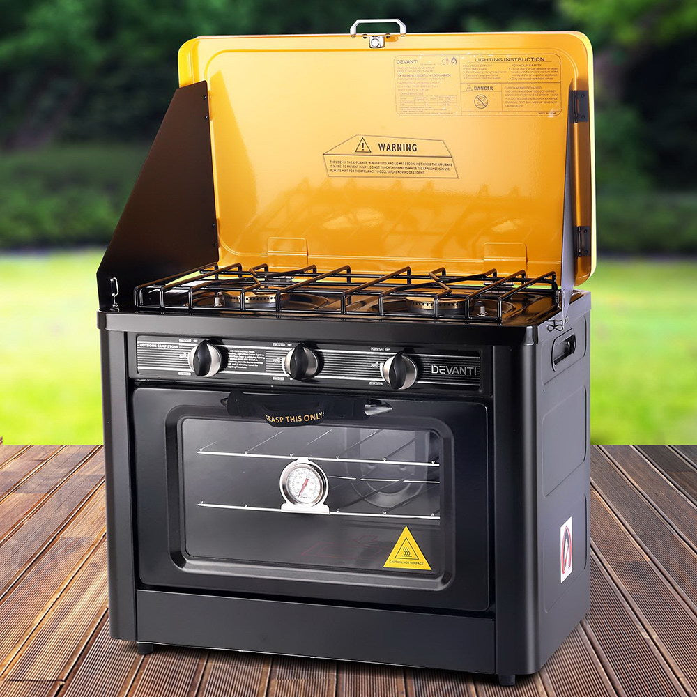 Devanti Portable Gas Oven LPG Black-Appliances &gt; Kitchen Appliances-PEROZ Accessories