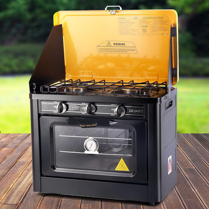 Devanti Portable Gas Oven LPG Black-Appliances &gt; Kitchen Appliances-PEROZ Accessories