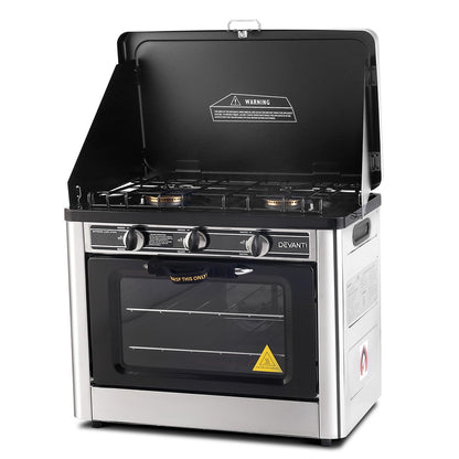 Devanti Portable Gas Oven LPG Silver-Appliances &gt; Kitchen Appliances-PEROZ Accessories