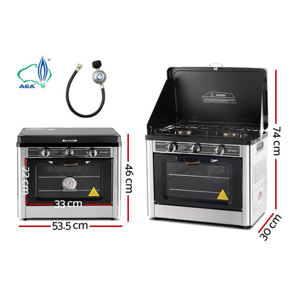 Devanti Portable Gas Oven LPG Silver-Appliances &gt; Kitchen Appliances-PEROZ Accessories