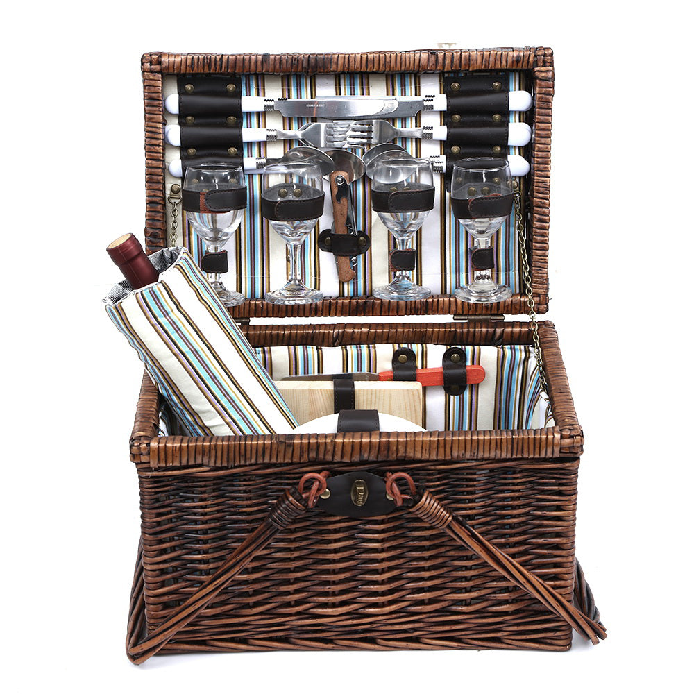 Alfresco 4 Person Picnic Basket Set Folding Insulated bag-Outdoor &gt; Picnic-PEROZ Accessories