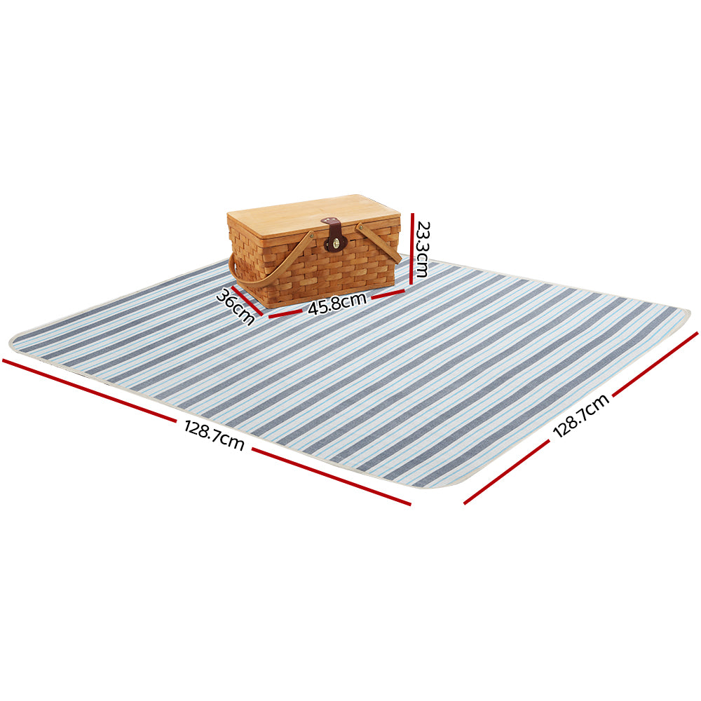 Alfresco 4 Person Picnic Basket Set Wooden Blanket Bag Insulated-Picnic Baskets-PEROZ Accessories