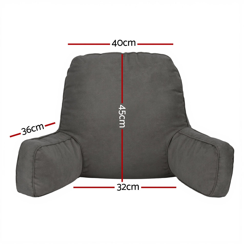 Giselle Reading Pillow Back Rest Lumbar Support Cushion Grey-Home &amp; Garden > Bedding > Pillows-PEROZ Accessories
