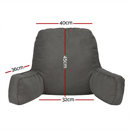 Giselle Reading Pillow Back Rest Lumbar Support Cushion Grey-Home &amp; Garden > Bedding > Pillows-PEROZ Accessories