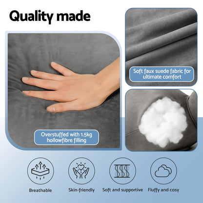 Giselle Reading Pillow Back Rest Lumbar Support Cushion Grey-Home &amp; Garden > Bedding > Pillows-PEROZ Accessories