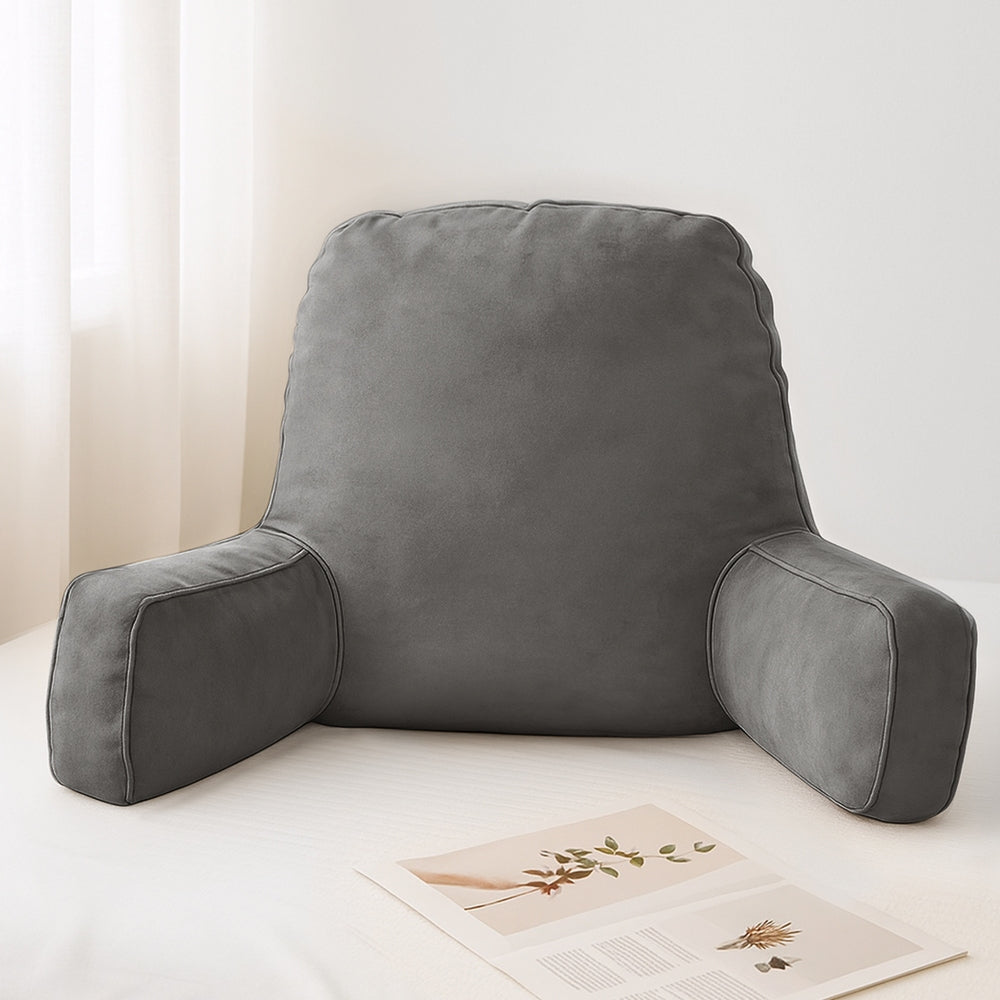 Giselle Reading Pillow Back Rest Lumbar Support Cushion Grey-Home &amp; Garden > Bedding > Pillows-PEROZ Accessories
