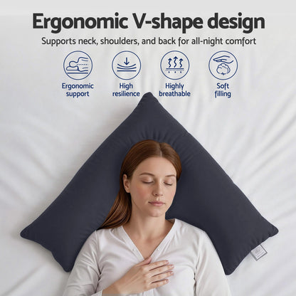 Giselle V Shape Pillow Boomerang Nursing Body Cushion Grey-Home &amp; Garden > Bedding > Pillows-PEROZ Accessories