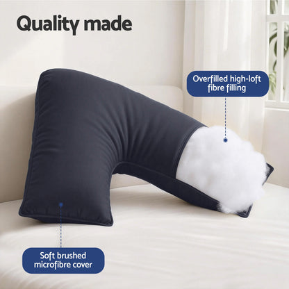 Giselle V Shape Pillow Boomerang Nursing Body Cushion Grey-Home &amp; Garden > Bedding > Pillows-PEROZ Accessories