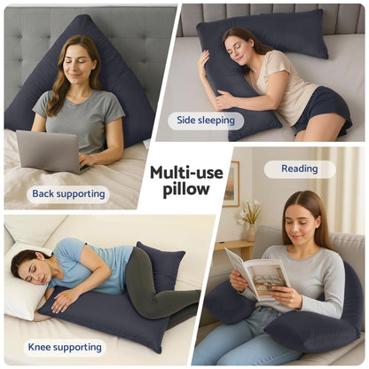 Giselle V Shape Pillow Boomerang Nursing Body Cushion Grey-Home &amp; Garden > Bedding > Pillows-PEROZ Accessories