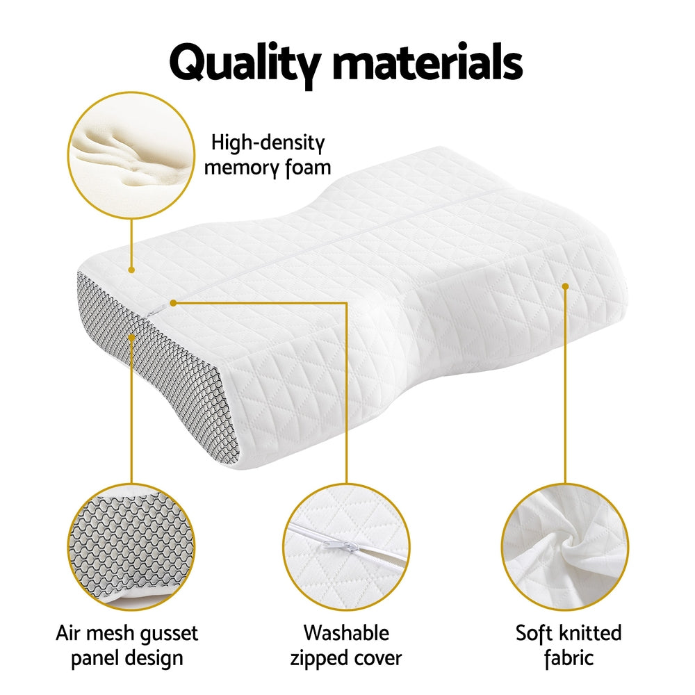 Giselle Memory Foam Pillow Contour Neck-Home &amp; Garden &gt; Bedding-PEROZ Accessories