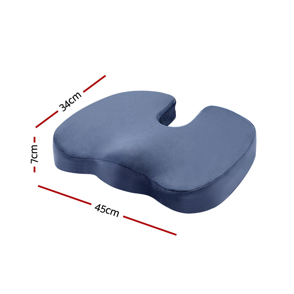 Giselle Bedding Seat Cushion Memory Foam Pillow Back Pain Relief Chair Pad Blue-Health &amp; Beauty &gt; Personal Care &gt; Back Care-PEROZ Accessories