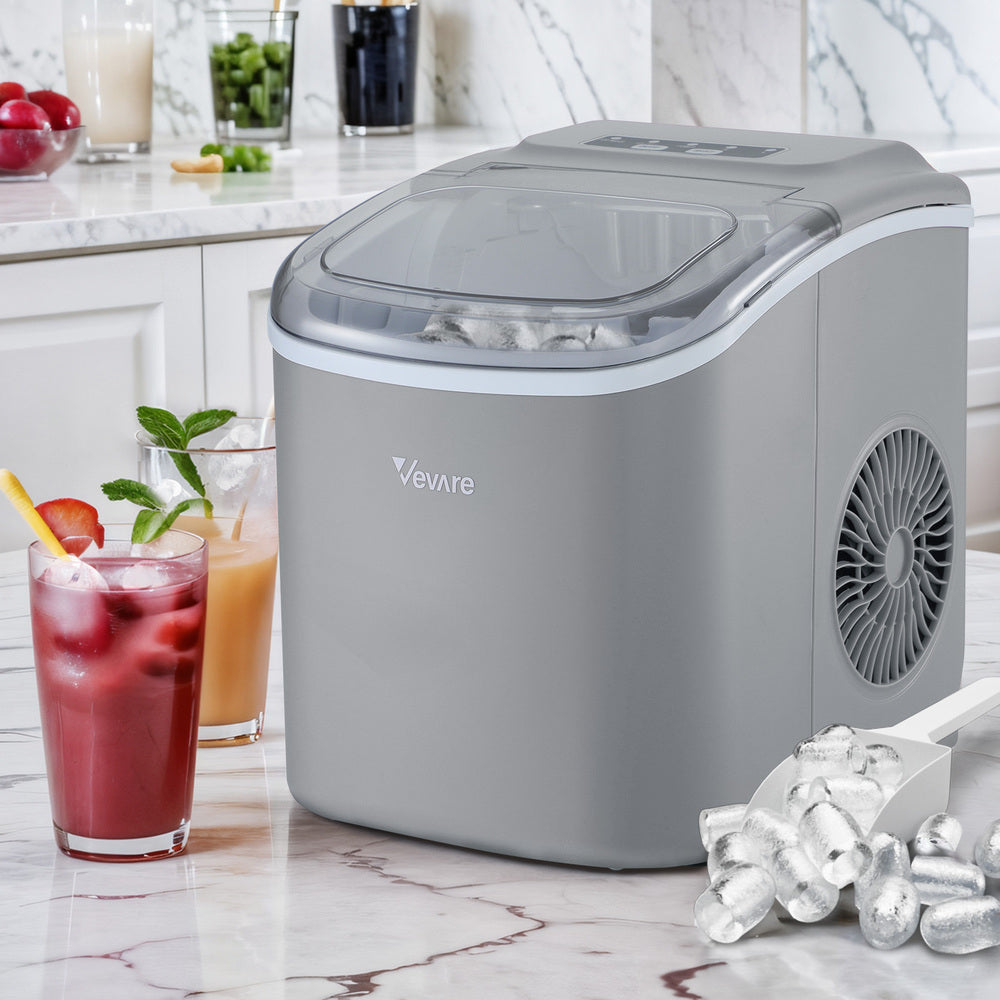 Vevare Portable Ice Maker Machine Ice Cube Tray 12kg Grey-Ice Makers-PEROZ Accessories