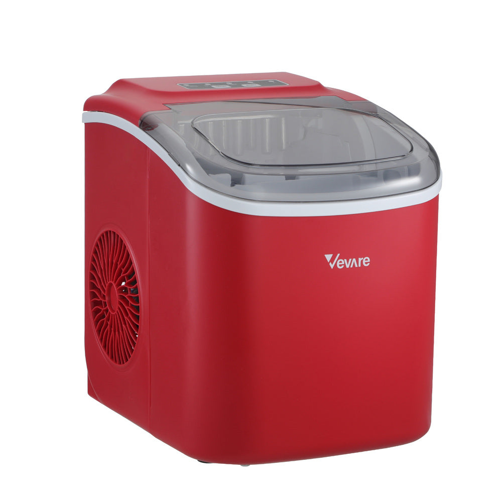 Vevare Portable Ice Maker Machine Ice Cube Tray 12kg Red-Ice Makers-PEROZ Accessories