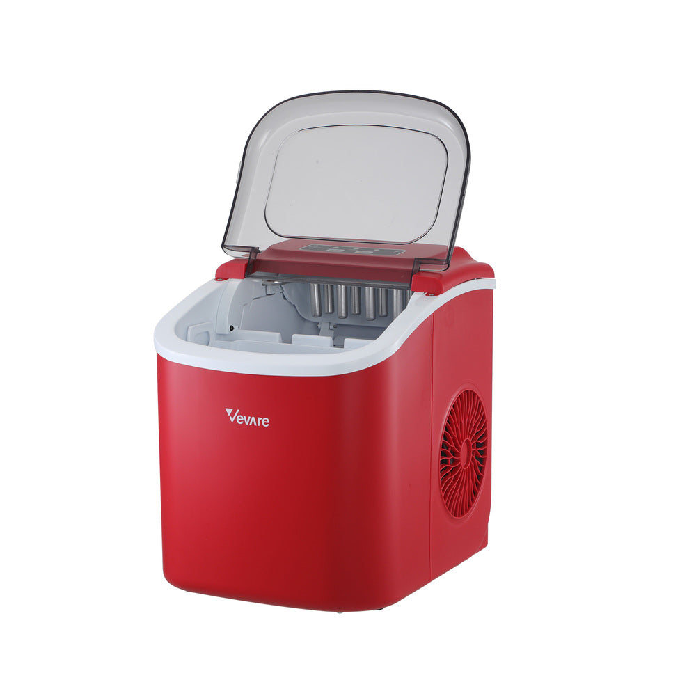 Vevare Portable Ice Maker Machine Ice Cube Tray 12kg Red-Ice Makers-PEROZ Accessories