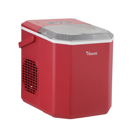 Vevare Portable Ice Maker Machine with Handle 12kg Red-Ice Makers-PEROZ Accessories