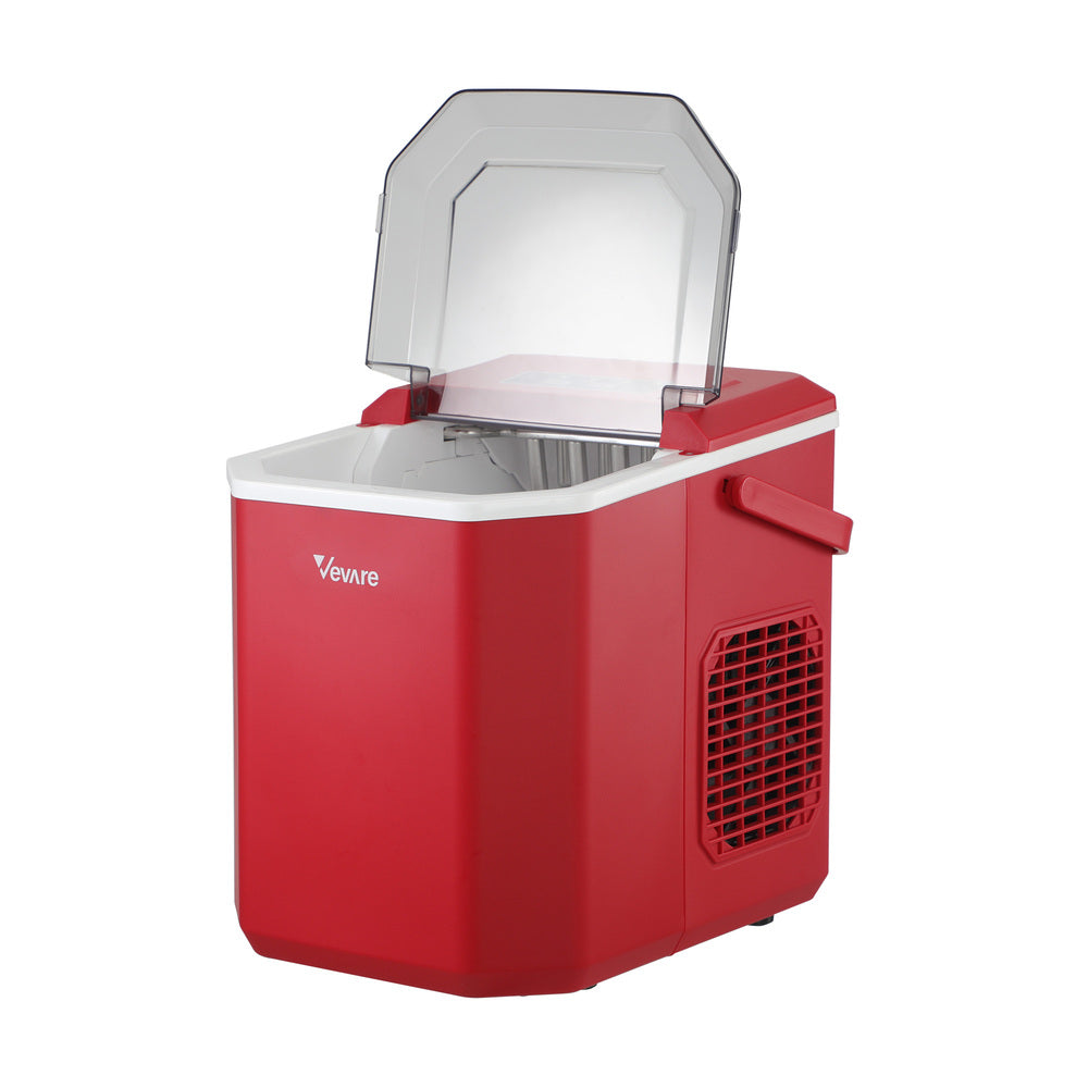 Vevare Portable Ice Maker Machine with Handle 12kg Red-Ice Makers-PEROZ Accessories