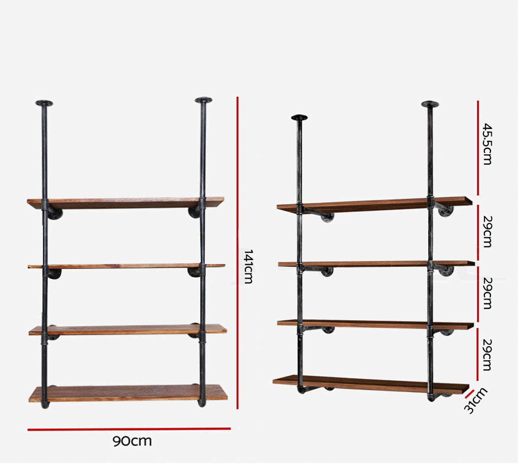 Artiss Bookshelf DIY Pipe Shelf 4 Tiers - INGE-Home &amp; Garden &gt; DIY-PEROZ Accessories