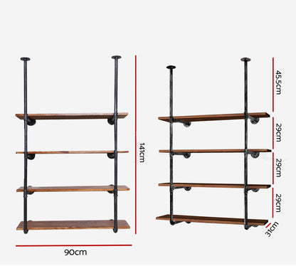 Artiss Bookshelf DIY Pipe Shelf 4 Tiers - INGE-Home &amp; Garden &gt; DIY-PEROZ Accessories