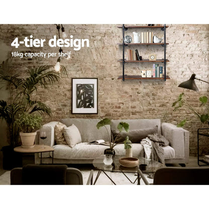 Artiss Bookshelf DIY Pipe Shelf 4 Tiers - INGE-Home &amp; Garden &gt; DIY-PEROZ Accessories