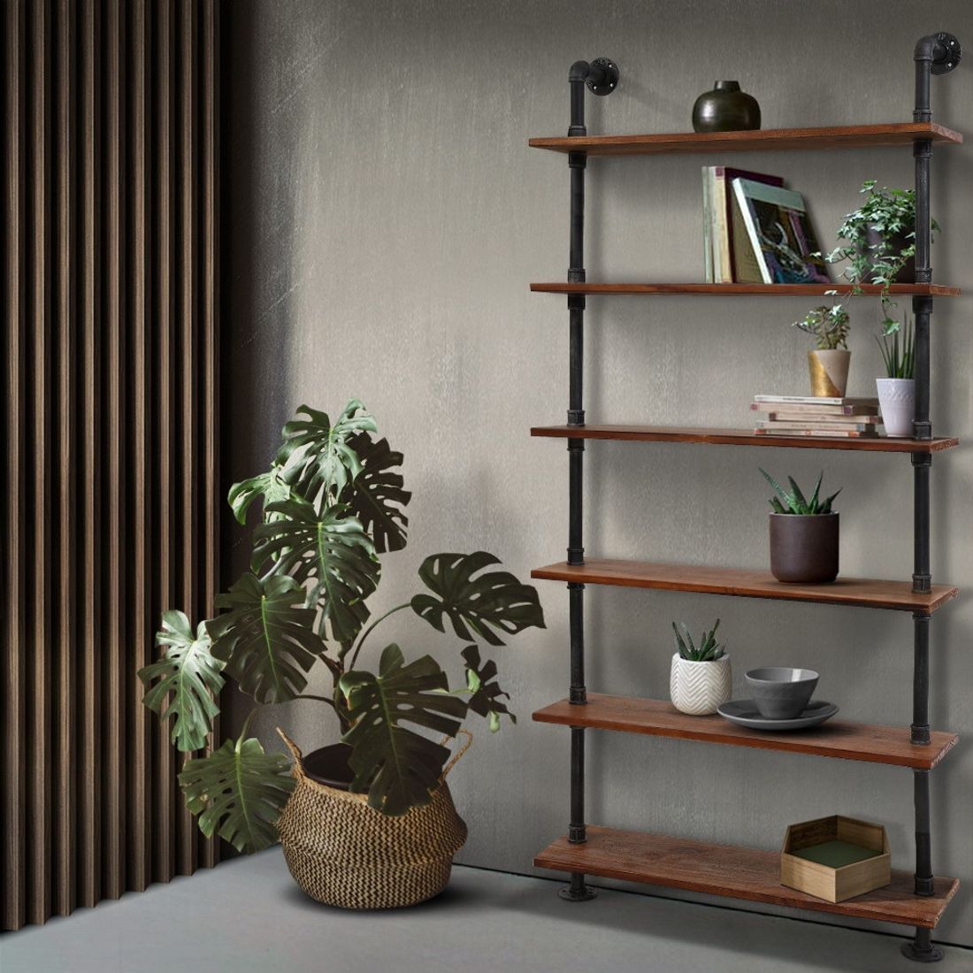 Artiss Floating DIY Pipe Shelf 6 Tiers - IRA-Home &amp; Garden > DIY-PEROZ Accessories