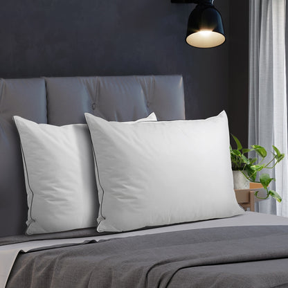 Bedra 75 x 50cm Pillow with Duck Feather Standard Pillow Cotton Cover Twin Pack-Pillows-PEROZ Accessories
