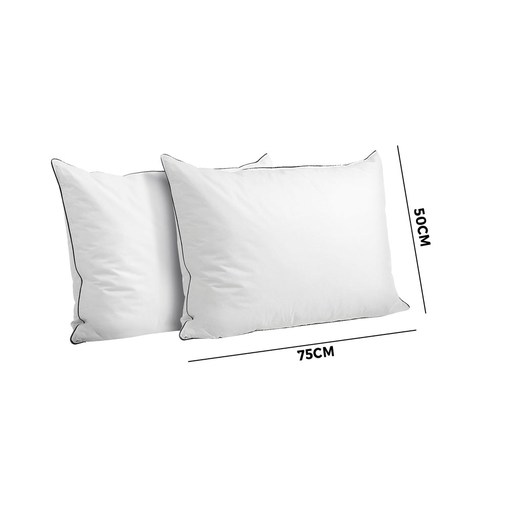 Bedra 75 x 50cm Pillow with Duck Feather Standard Pillow Cotton Cover Twin Pack-Pillows-PEROZ Accessories