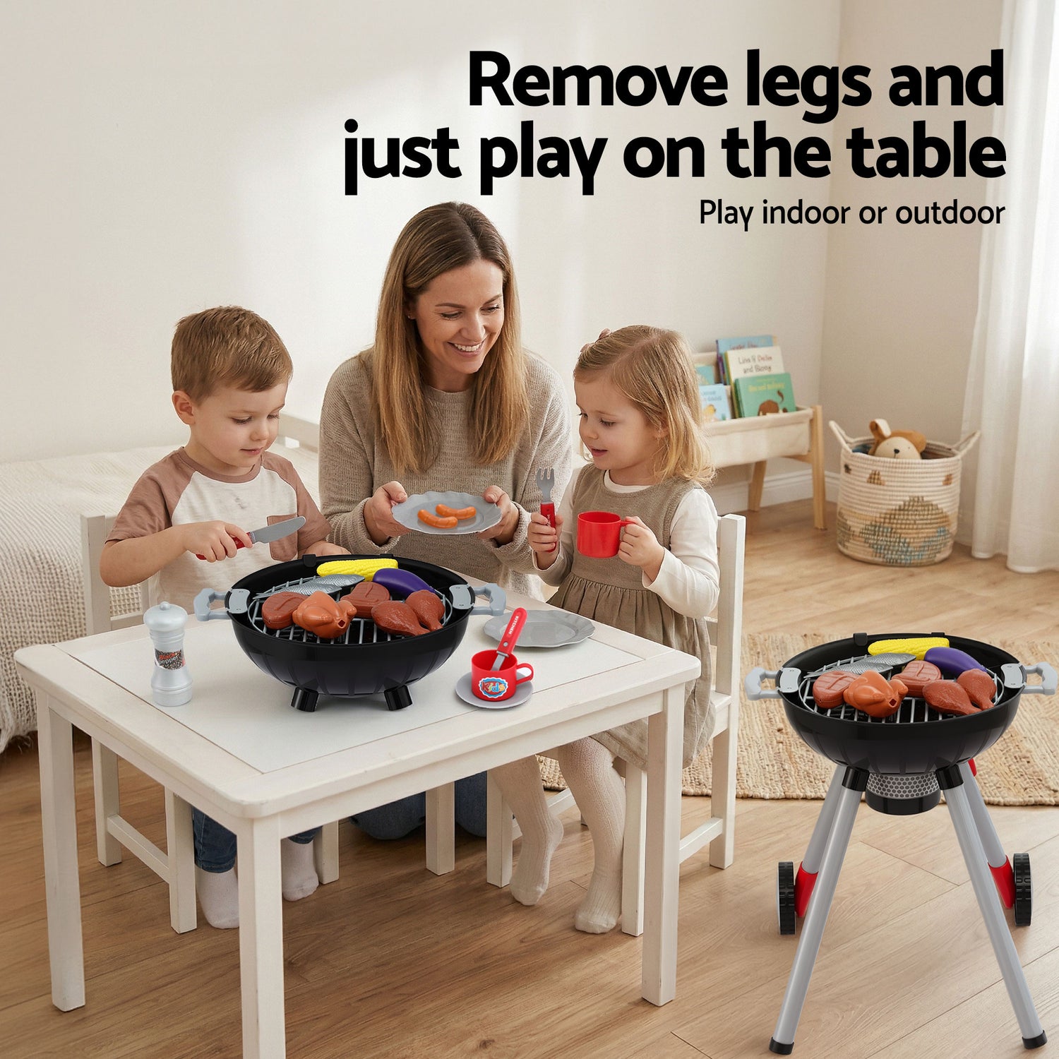 Keezi Kids Pretend Kitchen BBQ Playset Role Play Toy with charcoal Play Food Cup-Baby &amp; Kids > Baby &amp; Kid&