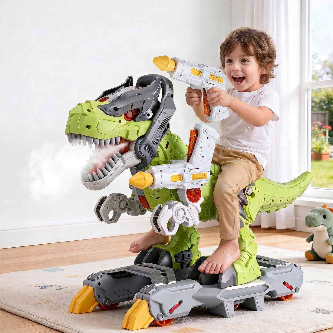 Keezi Kids Dinosaur Ride On Push Car Toy with Spray Function Indoor Outdoor Toys-Baby &amp; Kids > Ride On Cars, Go-karts &amp; Bikes > Ride On Cars-PEROZ Accessories