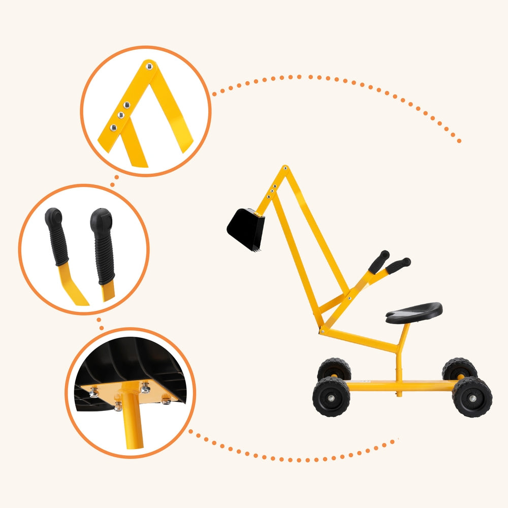Keezi Kids Ride On Car Digger Bulldozer Sandpit Play Toys Rotate Seat Yellow-Baby &amp; Kids &gt; Baby &amp; Kid&