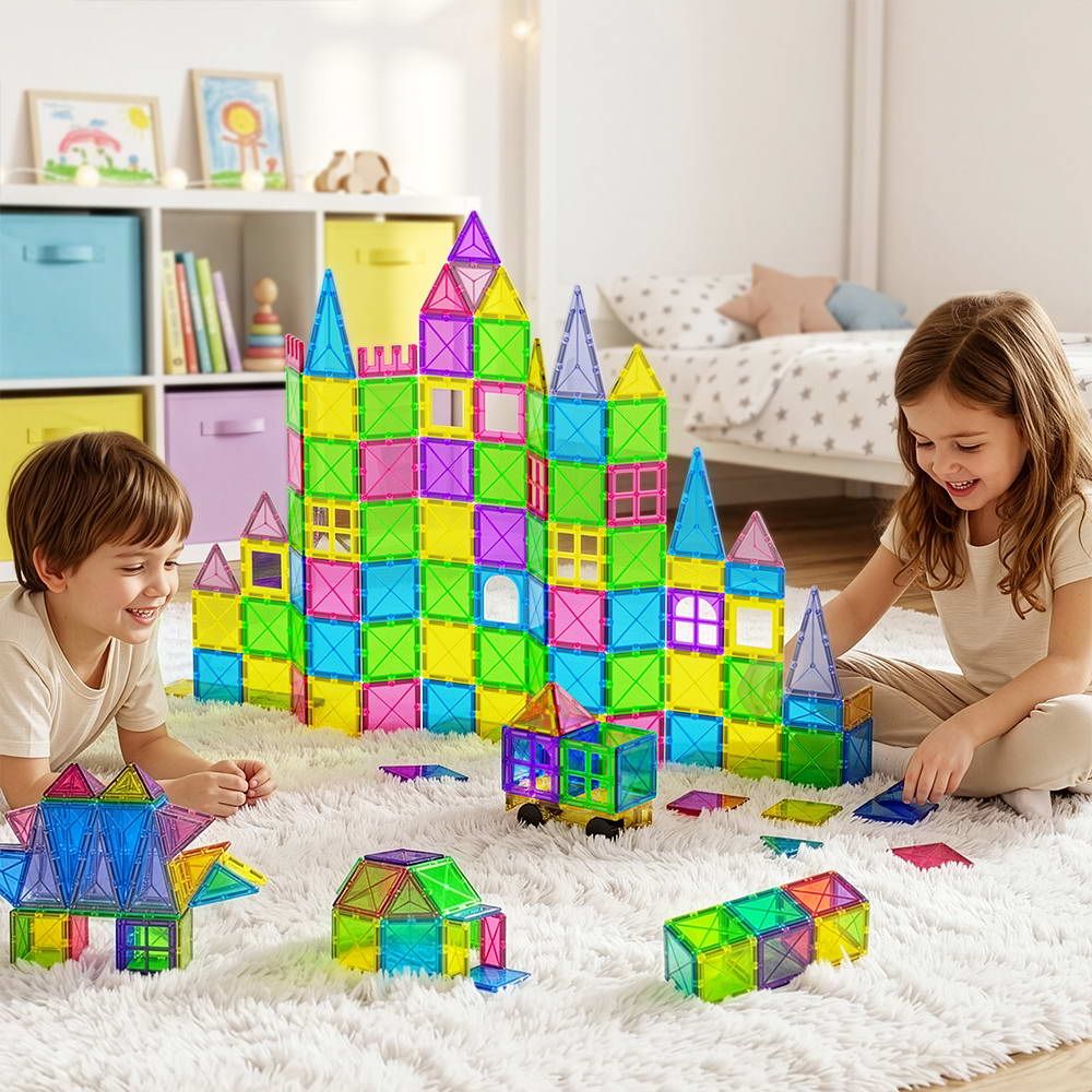 Keezi 100pcs Kids Magnetic Tiles Blocks Building Educational Toys Children Gift-Baby &amp; Kids > Baby &amp; Kid&