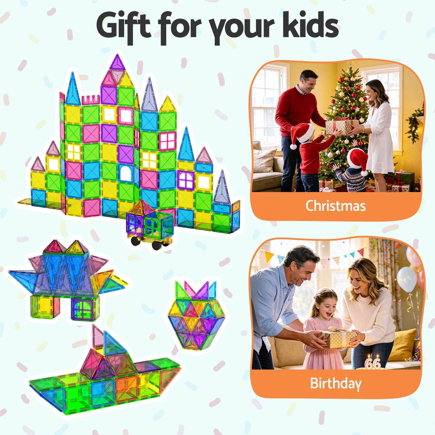Keezi 100pcs Kids Magnetic Tiles Blocks Building Educational Toys Children Gift-Baby &amp; Kids > Baby &amp; Kid&