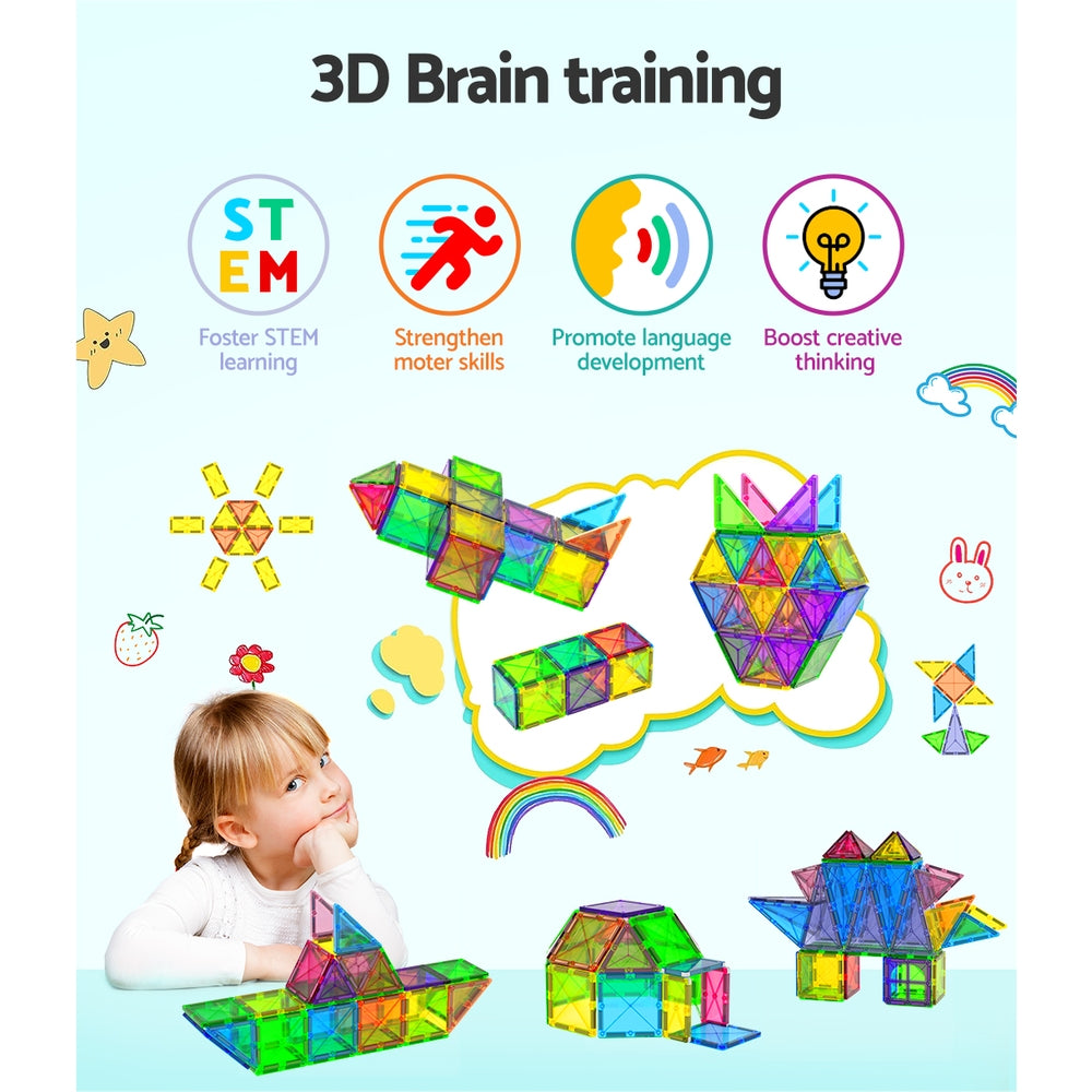 Keezi 100pcs Kids Magnetic Tiles Blocks Building Educational Toys Children Gift-Baby &amp; Kids &gt; Baby &amp; Kid&
