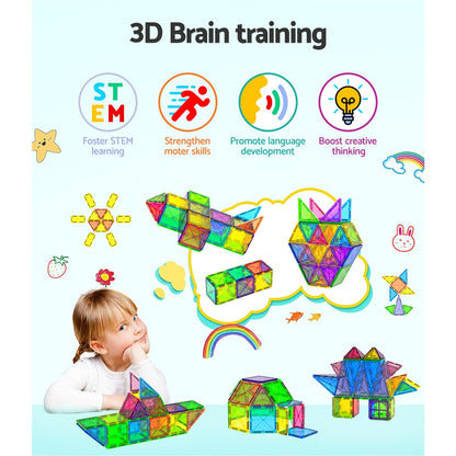 Keezi 100pcs Kids Magnetic Tiles Blocks Building Educational Toys Children Gift-Baby &amp; Kids &gt; Baby &amp; Kid&