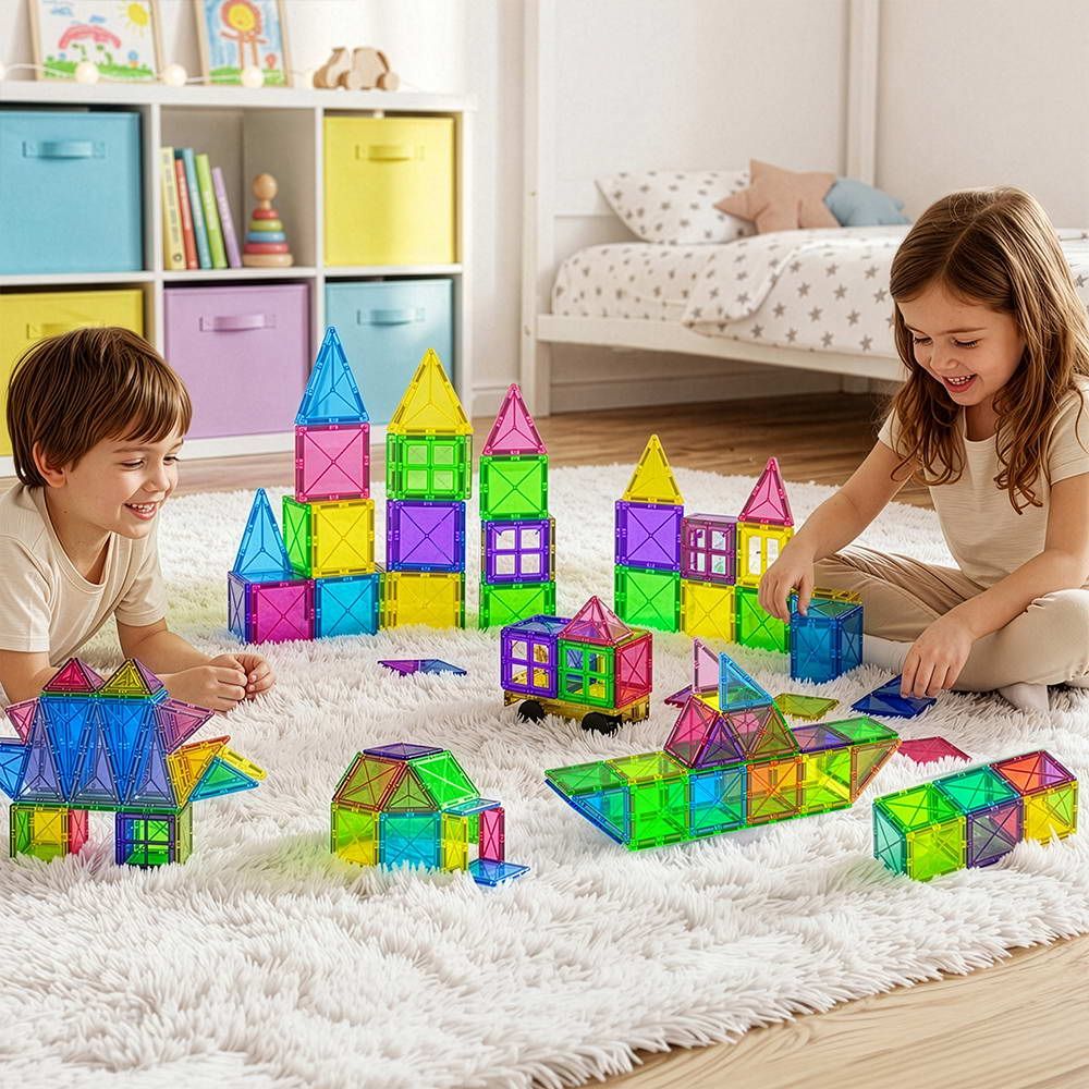 Keezi 120pcs Kids Magnetic Tiles Blocks Building Educational Toys Children Gift-Baby &amp; Kids > Baby &amp; Kid&