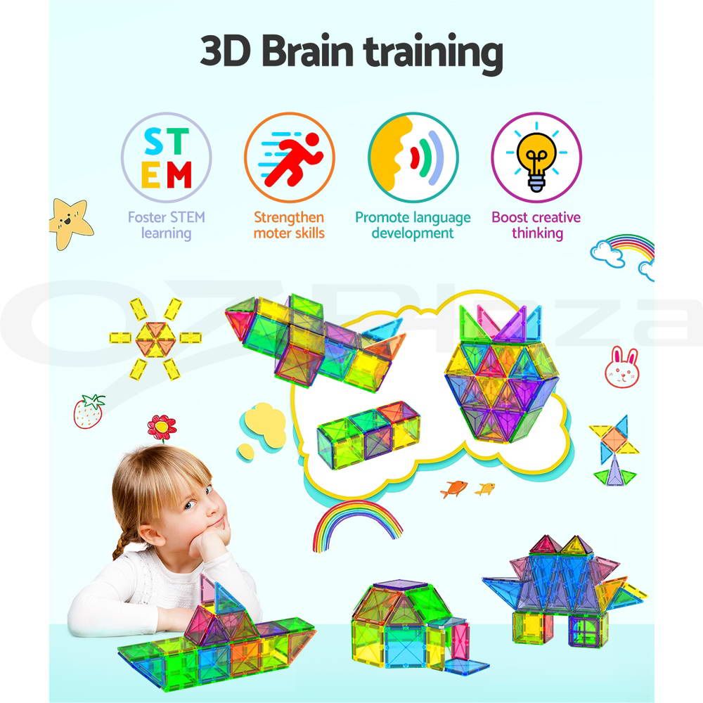 Keezi 120pcs Kids Magnetic Tiles Blocks Building Educational Toys Children Gift-Baby &amp; Kids > Baby &amp; Kid&