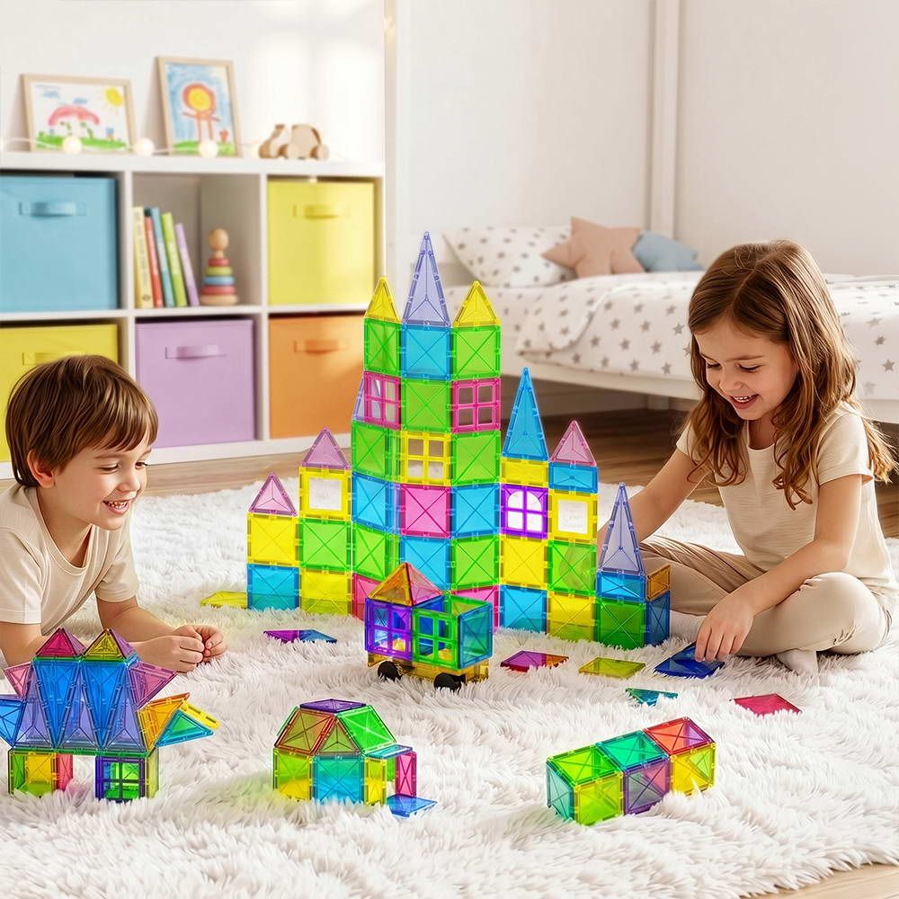Keezi 60pcs Kids Magnetic Tiles Blocks Building Educational Toys Children Gift-Baby &amp; Kids > Baby &amp; Kid&