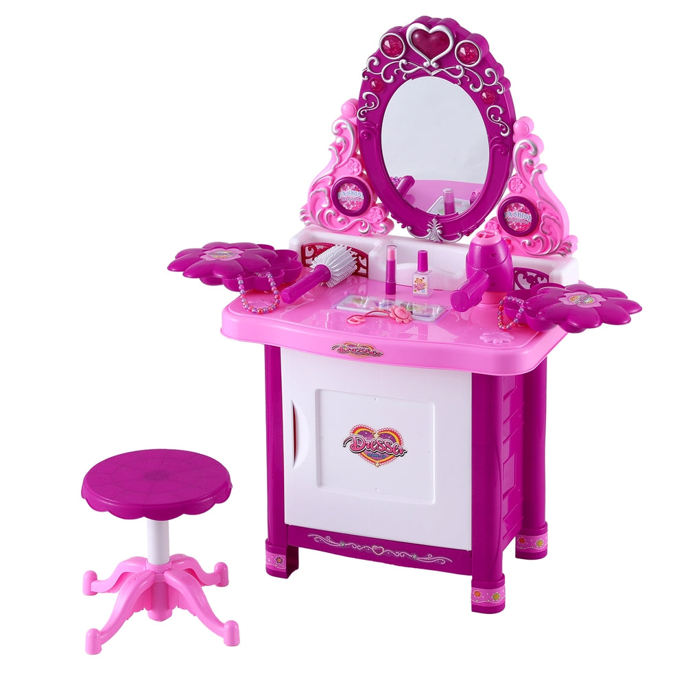 Keezi Kids Pretend Makeup Play Set Dressing Table Chair Girls Toys Children-Dressing Tables-PEROZ Accessories