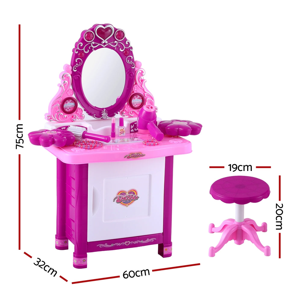 Keezi Kids Pretend Makeup Play Set Dressing Table Chair Girls Toys Children-Dressing Tables-PEROZ Accessories