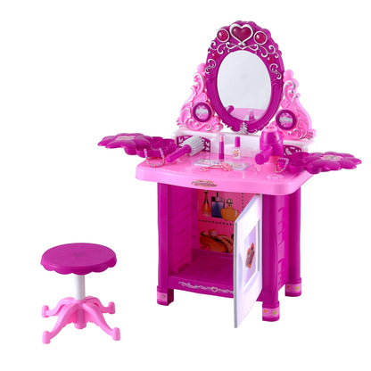 Keezi Kids Pretend Makeup Play Set Dressing Table Chair Girls Toys Children-Dressing Tables-PEROZ Accessories