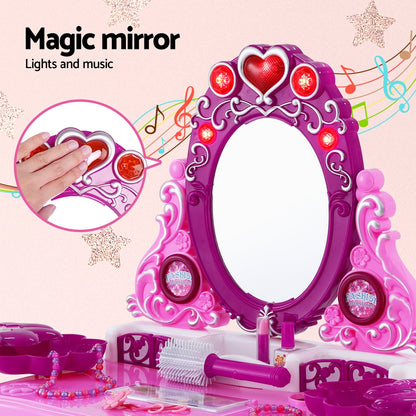 Keezi Kids Pretend Makeup Play Set Dressing Table Chair Girls Toys Children-Dressing Tables-PEROZ Accessories