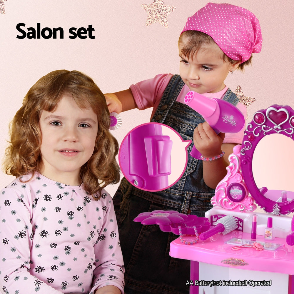 Keezi Kids Pretend Makeup Play Set Dressing Table Chair Girls Toys Children-Dressing Tables-PEROZ Accessories