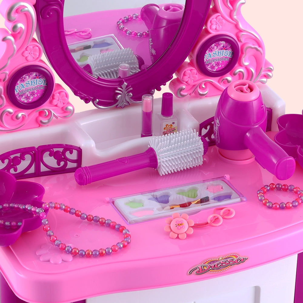 Keezi Kids Pretend Makeup Play Set Dressing Table Chair Girls Toys Children-Dressing Tables-PEROZ Accessories