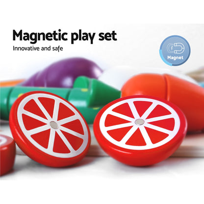 Keezi Kids Kitchen Play Set Wooden Pretend Toys Cooking Utensils Pots Pans Food-Baby &amp; Kids &gt; Baby &amp; Kid&