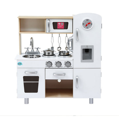 Keezi Kids Kitchen Play Set Wooden Pretend Toys Cooking Children Clock Beige-Baby &amp; Kids &gt; Baby &amp; Kid&