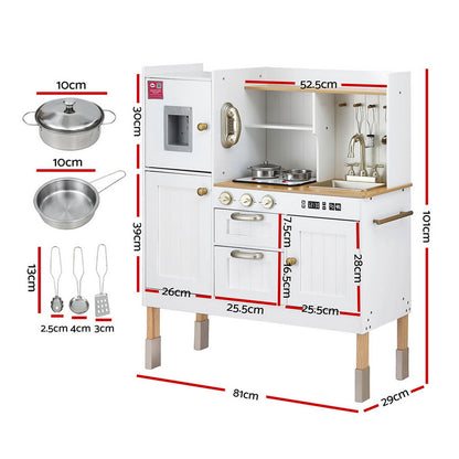 Keezi Kids Kitchen Play Set Wooden Pretend Toys Cooking Children Storage Golden-Baby &amp; Kids &gt; Baby &amp; Kid&