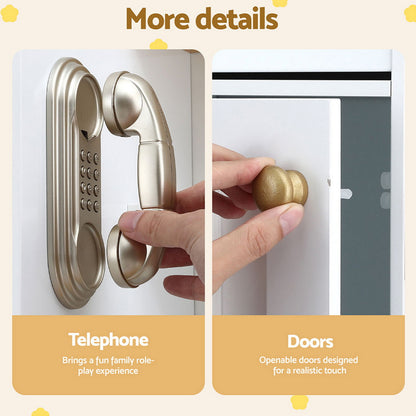 Keezi Kids Kitchen Play Set Wooden Pretend Toys Cooking Children Storage Golden-Baby &amp; Kids &gt; Baby &amp; Kid&