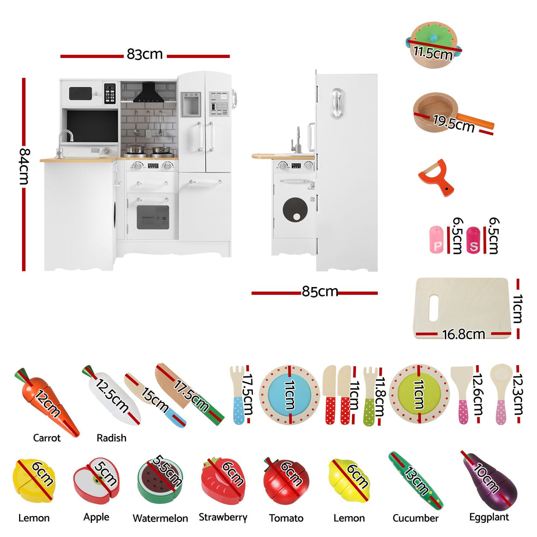 Keezi Kids Wooden Toy Kitchen with 29pc Play Food and Cookware Set-Baby &amp; Kids > Baby &amp; Kid&