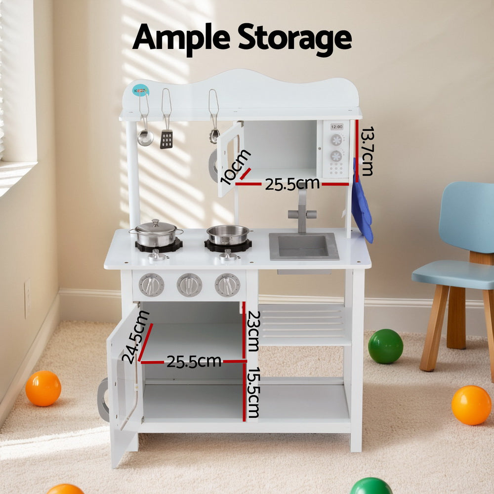 Keezi Kids Kitchen Play Set Wooden Pretend Toys Cooking Children Cookware Food-Toy Kitchen Sets-PEROZ Accessories